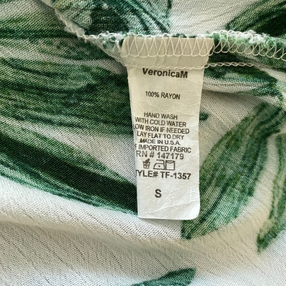 VERONICA M. Green Palm Leaves Off Shoulder Blouse Women S Small - Picture 4 of 5